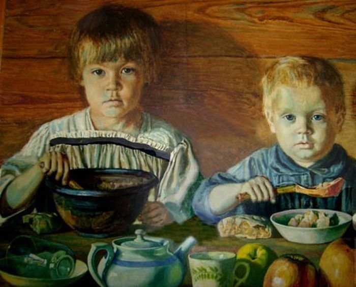 Дети двадцатых годов на картине Михаила Климентова, дяди детей.