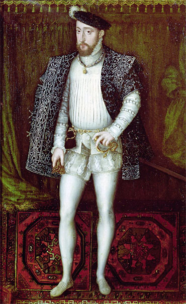 Генрих II, муж Екатерины Медичи, в молодости. Портрет Франсуа Клуэ.