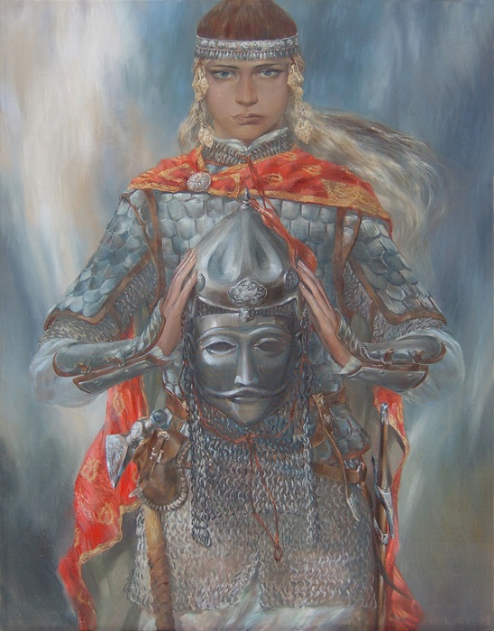 Легендарная булгарская воительница Алтынчеч от художника Булата Гильванова.