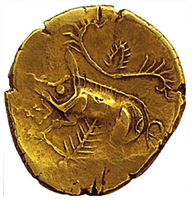 Галльская золотая монета с изображением кабана.