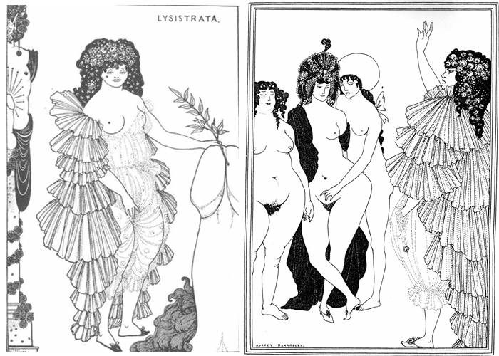 Иллюстрации Обри Бердслея к комедии "Лисистрата". 