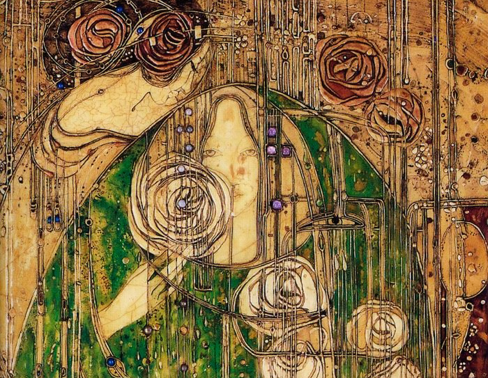 Панно Маргарет Макдональд в Ивовых чайных комнатах, фрагмент.