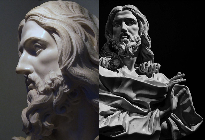 Скульптурный бюст Христа - новаторское и смелое решение.