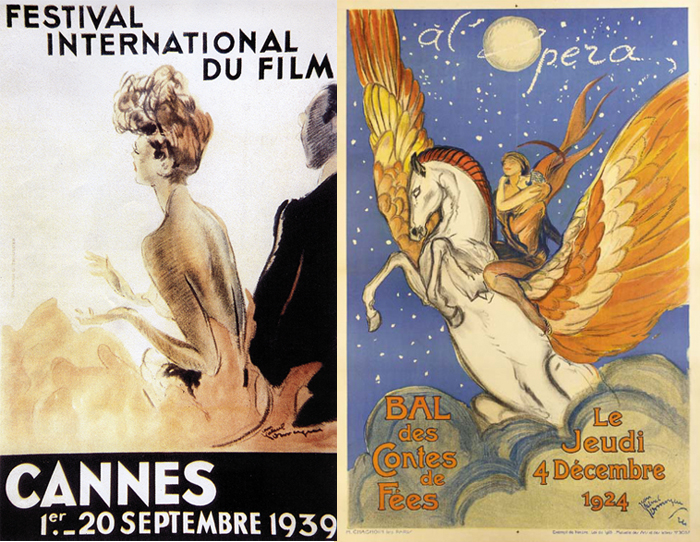 Слева - плакат первого Каннского кинофестиваля (не состоялся).