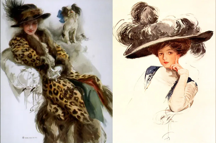 Часто в иллюстрациях Фишера появляются роскошные шляпы.