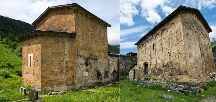 Примеры церквей из туфа в Сванетии.