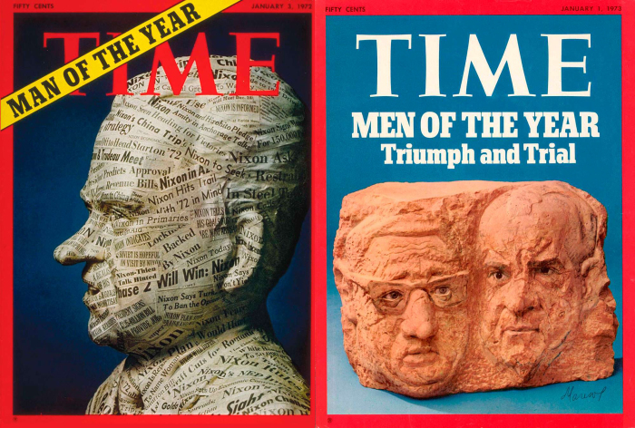 Никсона дважды объявляли Человеком года. Во второй раз он разделил этот титул со своим советником по национальной безопасности. /Фото: обложки журнала Time