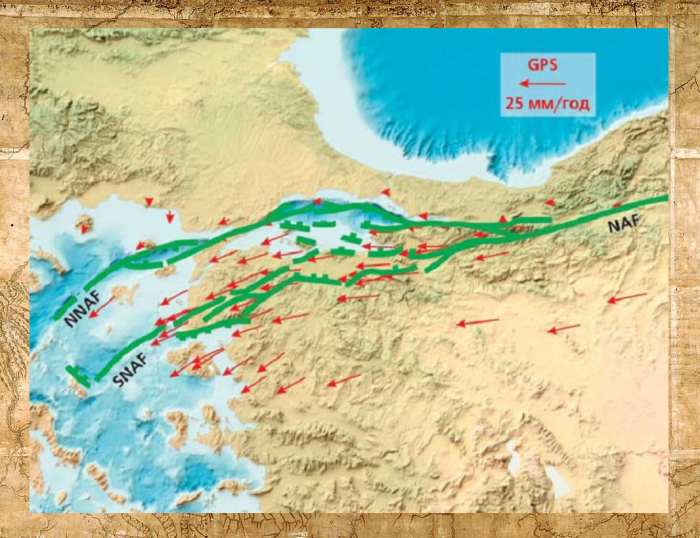 Схема разветвления Северо-Анатолийского разлома.