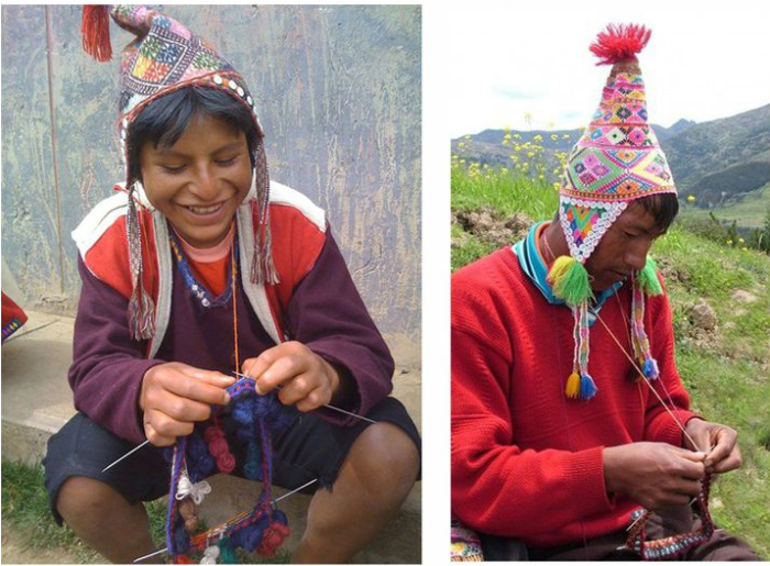 Перуанский мужчина и перуанский мальчик за вязанием. /Фото:livemaster.ru