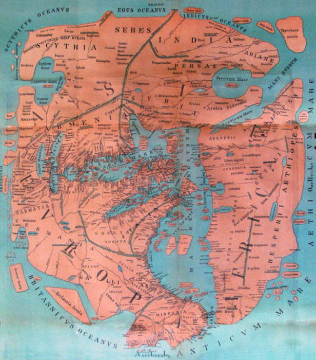 Воссозданная современными исследователями карта Помпония Мелы. /Фото:blogspot.com