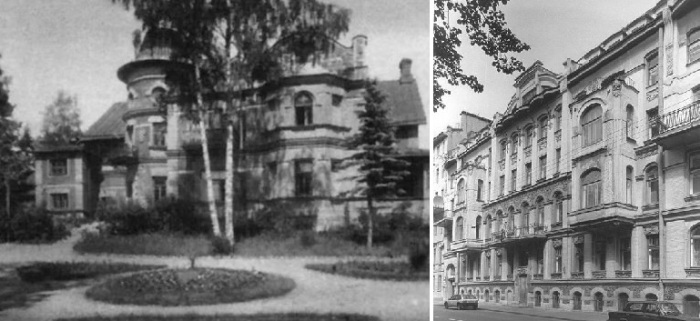 Дом в Тверской области (слева), спроектированный Хреновым доходный лом в Питере (справа).