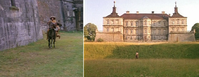 Замок можно увидеть в знаменитом советском фильме про мушкетеров. Кадры из кинокартины.