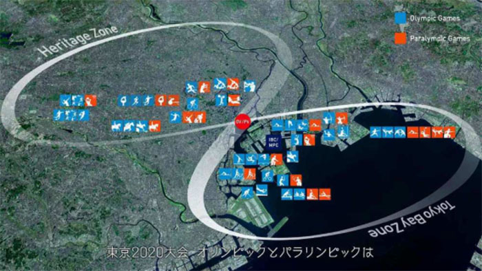 Будущее расположение объектов Олимпиады 2020: зона наследия и зона токийского залива. /Фото:kimonoimag.ru