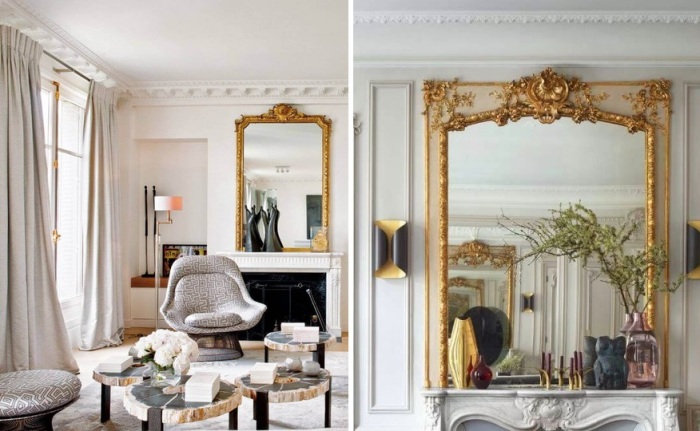 Во многих парижских квартирах рамки у зеркал позолоченные.