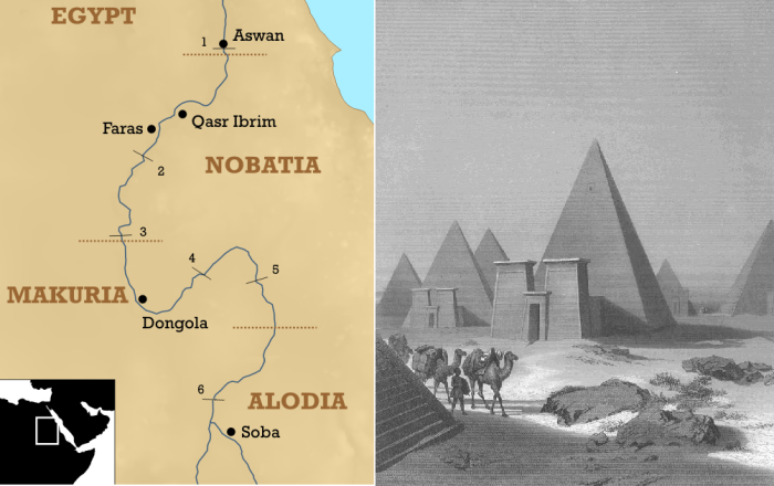 В Древней Нубии существовало три крупных христианских царства.