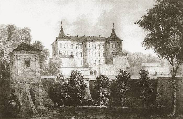 Вид на Подгорецкий замок, XIX век. Худ. Наполеон Орда.