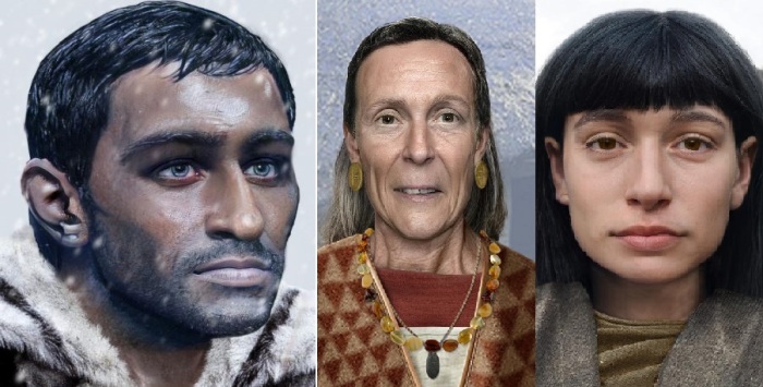Такие разные европейцы (слева направо): воссозданные древние люди из Швейцарии, Ирландии, Италии.