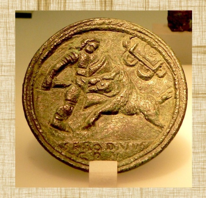 Венацио на древнеримской монете.