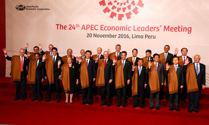 На саммите АТЭС в Перу лидеры стран-участниц вышли на общее фото в накидках из шерсти викуньи, которые им подарил перуанский президент. /Фото:nefakt.info 