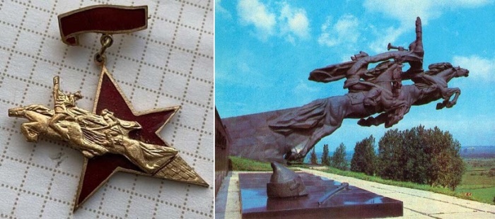 С изображением памятника коннице даже выпускали значки.