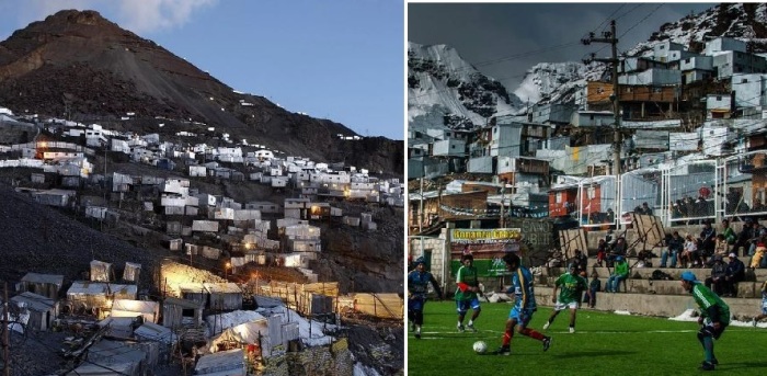 Жители городка даже могут играть на такой высоте в футбол.