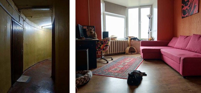 Общий коридор и комната в одной из квартир. /Фото:the-village.ru