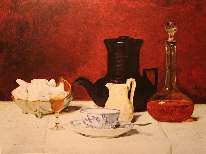Благородное чаепитие или встреча за чашкой кофе в конце XIX века уже предполагали сервировку сахара в виде кубиков. Источник: pinterest.com