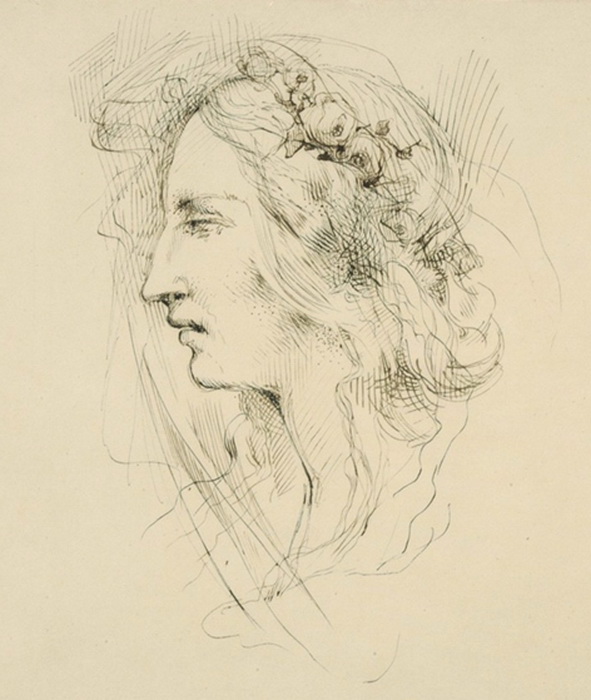 Рисунок Циприана Норвида «Мария Калергис с розами в волосах»
