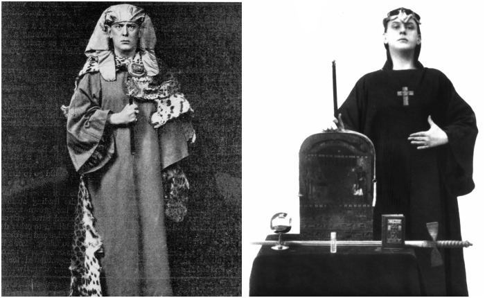 Алистер Кроули, оккультист, в различных ритуальных одеяниях