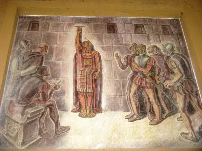 Фреска с изображением Атауальпы в Кахамарке, Перу