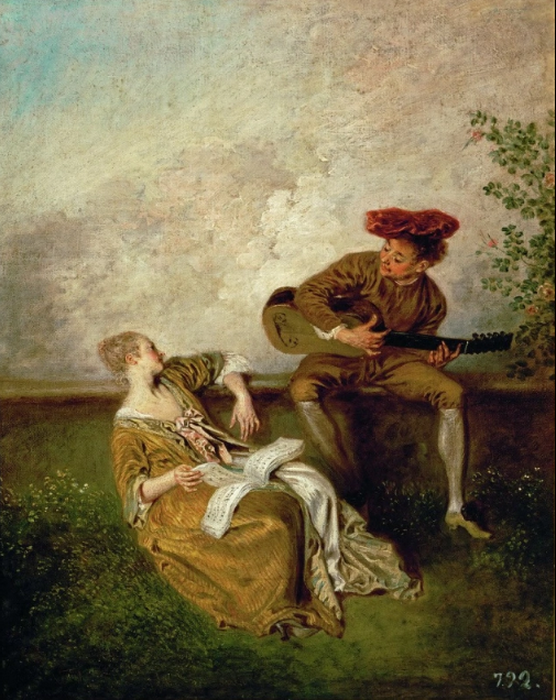 А. Ватто. «Гитарист и молодая дама»