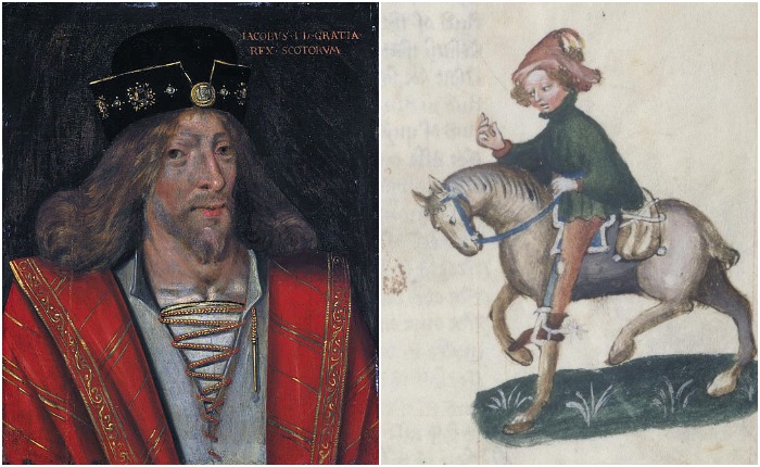 Король Шотландии Джеймс I и шотландский йомен, для которого предназначался более скромный наряд.