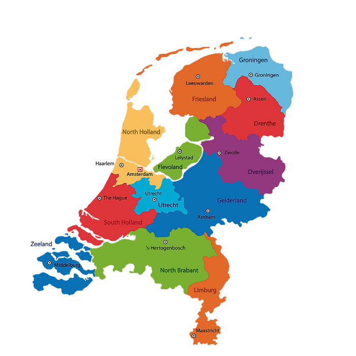 Провинции на карте Нидерландов