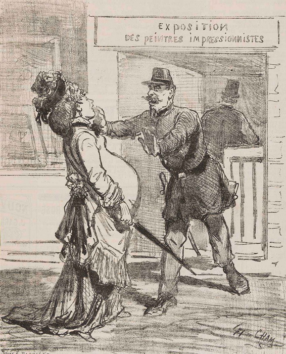 Карикатура из журнала 1874 г., высмеивающая первую выставку импрессионистов