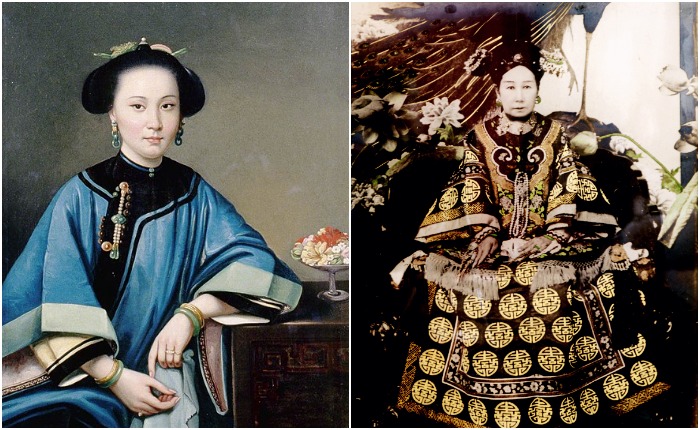 Портрет конкубины из Гонконга (слева), императрица Цыси (справа)