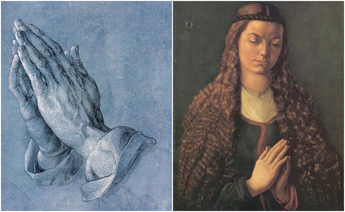 Работы Альбрехта Дюрера (XV - XVI в.): «Руки молящегося» и «Девушка с распущенными волосами»