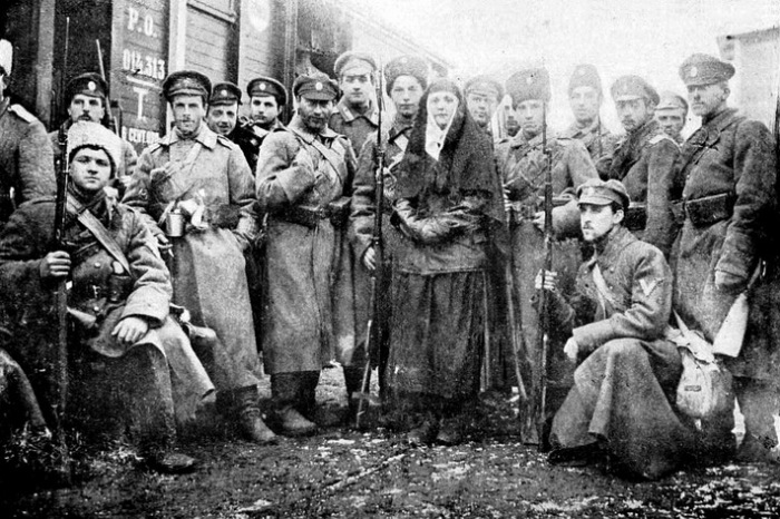 Январь 1918 г. Бойцы Добровольческой армии