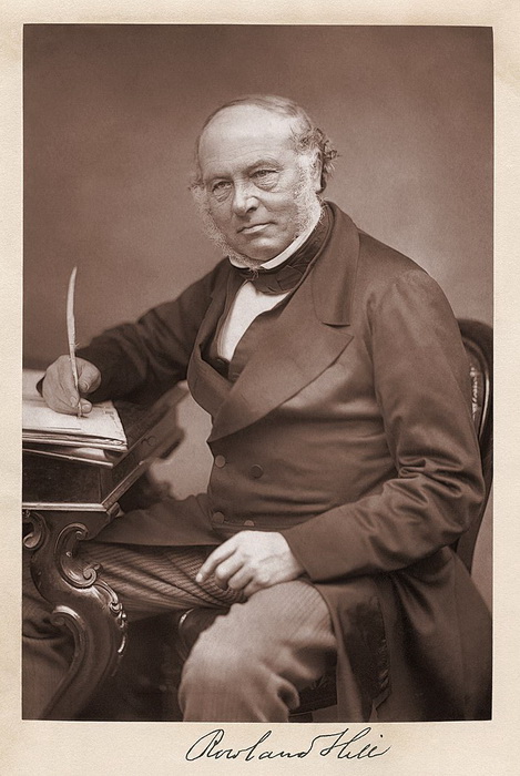 Сэр Роуленд Хилл (1795 - 1879), разработавший систему тарификации и предварительной оплаты почтовых отправлений