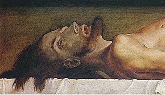 Г. Гольбейн-мл. Мертвый Христос во гробу (фрагмент)