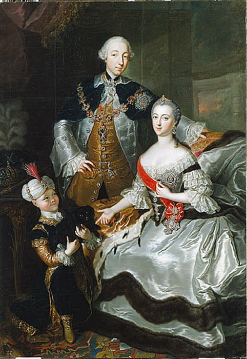 Великая княгиня Екатерина Алексеевна с супругом и сыном Павлом