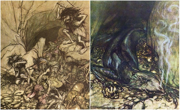 Карлики, охраняющие золото, дракон-отцеубийца - это все тоже из мифов о нибелунгах