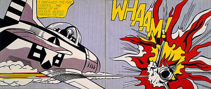 «Whaam!» - картина по мотивам военного комикса. Была выставлена в галерее Тейт в Лондоне в 1966 году. Источник: commons.wikimedia.org