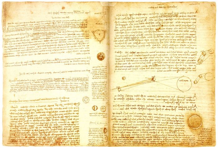 Страница из Лестерского кодекса Леонардо да Винчи, ок. 1506 г.