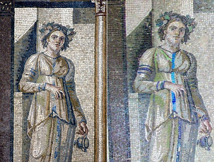 Древнеримские фрески из Турции, до и после реставрации