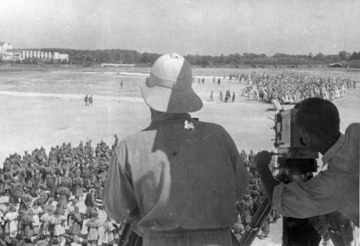 На съемках фильма «Александр Невский», 1938 год