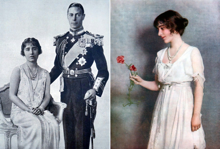 Официальное фото по случаю помолвки принца Альберта (будущего Георга VI) и леди Элизабет Боуз-Лайон, январь 1923 г. и портрет леди Элизабет