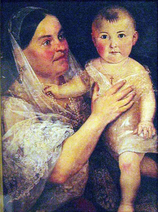 Дарья Евдокимовна Пожарская с младенцем на руках, портрет кисти Тимофея Неффа