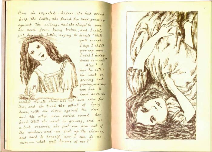 Страницы из первой рукописи Льюиса Кэрролла «Приключения Алисы под землей» с иллюстрациями автора