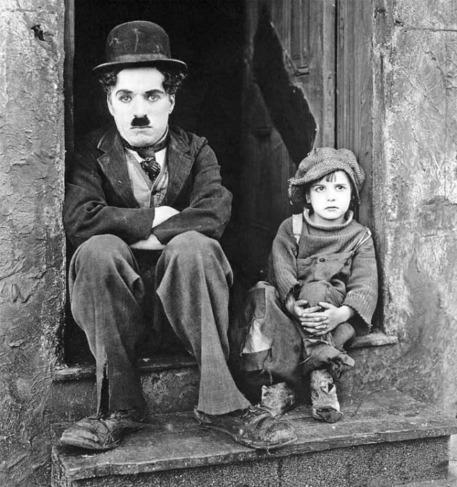 Чарли Чаплин и Джеки Куган на съемках фильма «Малыш»