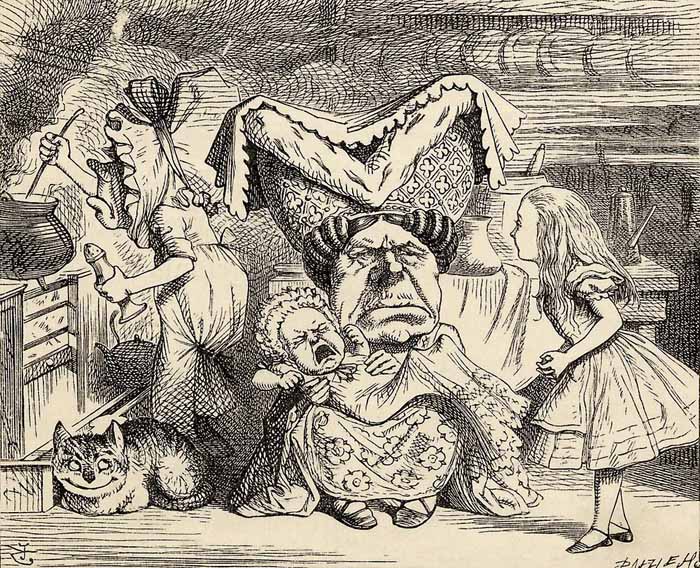 Герцогиня в иллюстрациях к «Алисе в стране чудес» ДжонаТэнниела тоже создана под влиянием портрета «Безобразная герцогиня» 